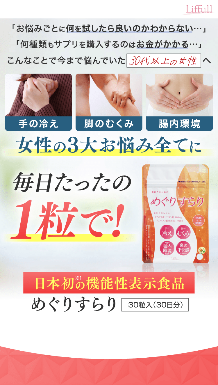 女性の3大お悩み全てに毎日たったの1粒で